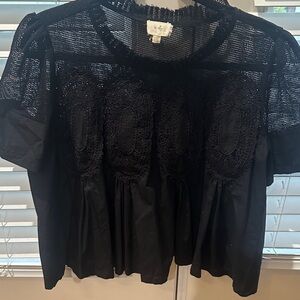 Anthropologie black blouse size L.